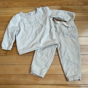 Carter's Cream Two-Piece Matching Set - Neutral Sweatshirt & Joggers
